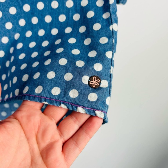 Matilda Jane Polka Dot Blue Chambray Shirt Girls Size 8 - Picture 6 of 6
